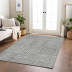 Machine Washable Indoor/ Outdoor Modern Mosaic Chantille Rug