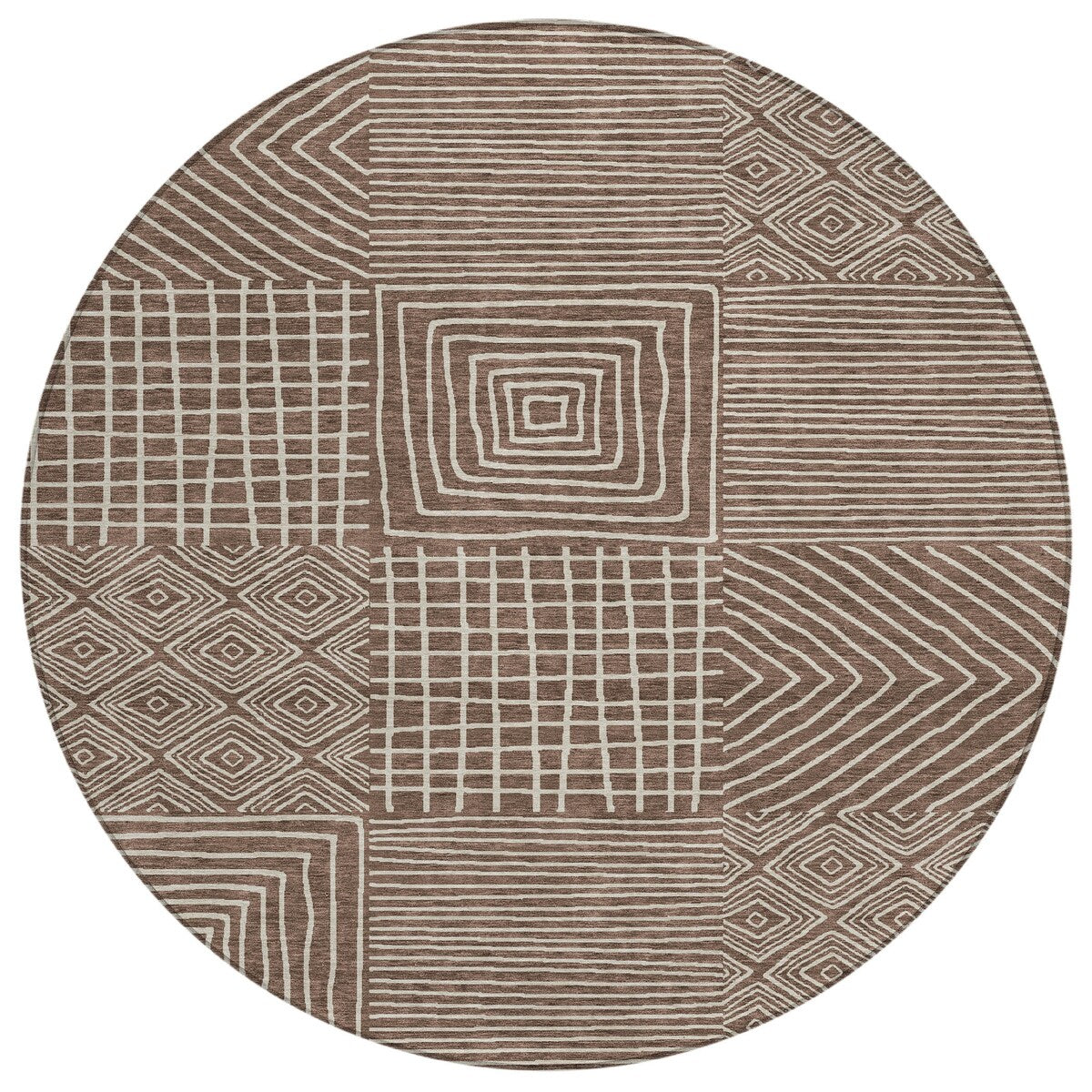 Machine Washable Indoor/ Outdoor Modern Mosaic Chantille Rug
