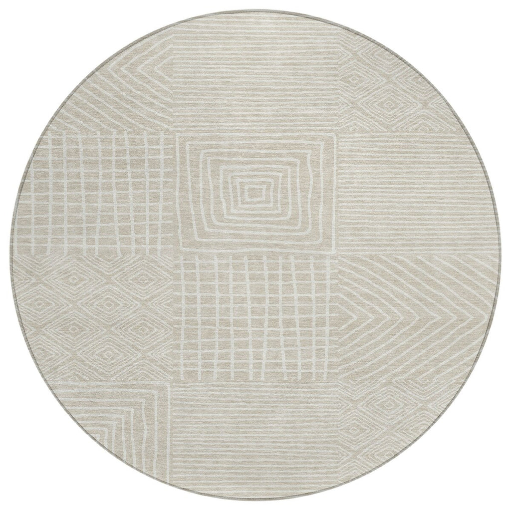 Machine Washable Indoor/ Outdoor Modern Mosaic Chantille Rug