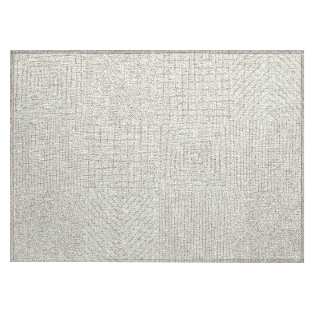 Machine Washable Indoor/ Outdoor Modern Mosaic Chantille Rug