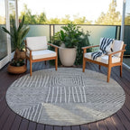 Machine Washable Indoor/ Outdoor Modern Mosaic Chantille Rug