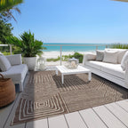 Machine Washable Indoor/ Outdoor Modern Mosaic Chantille Rug