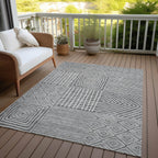 Machine Washable Indoor/ Outdoor Modern Mosaic Chantille Rug