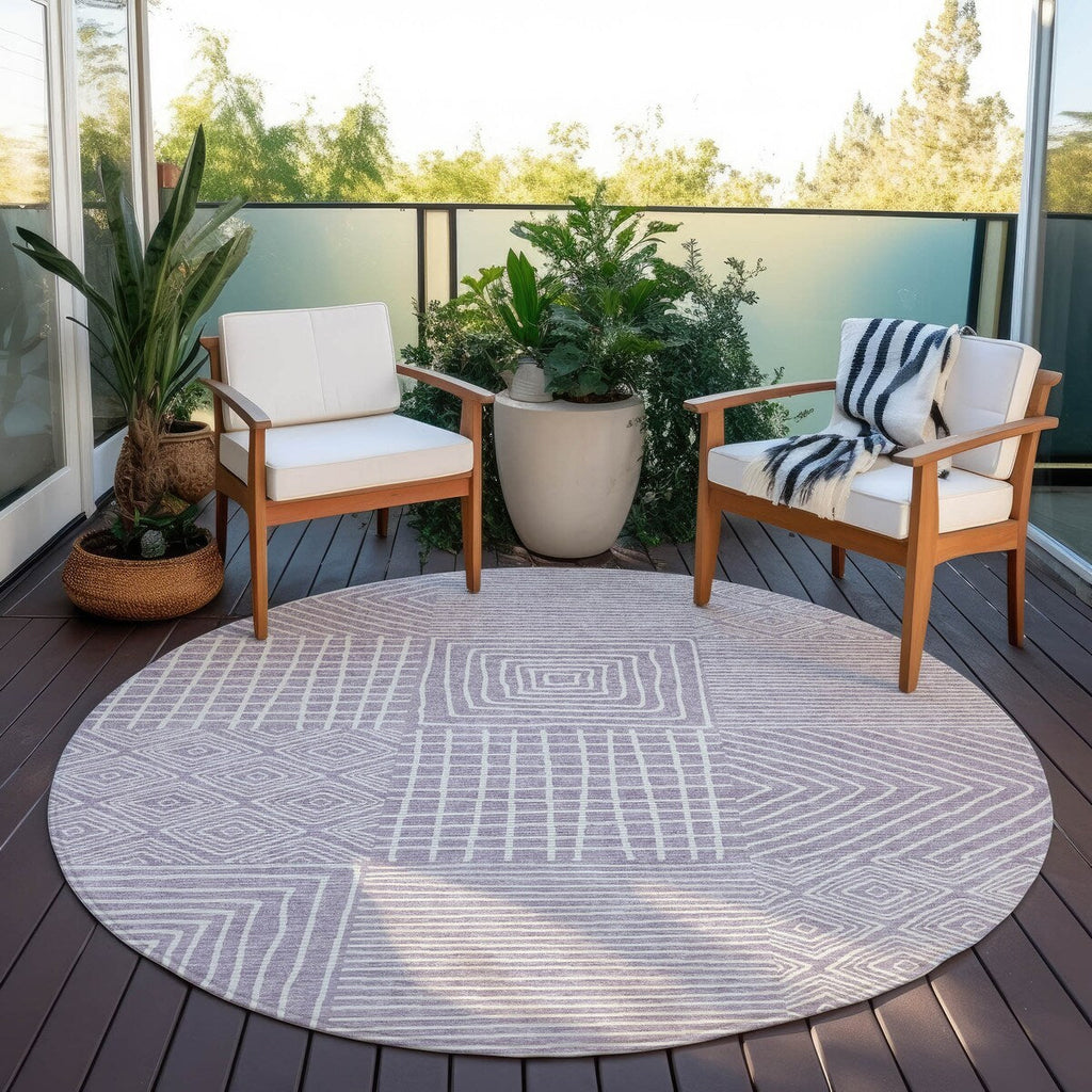 Machine Washable Indoor/ Outdoor Modern Mosaic Chantille Rug