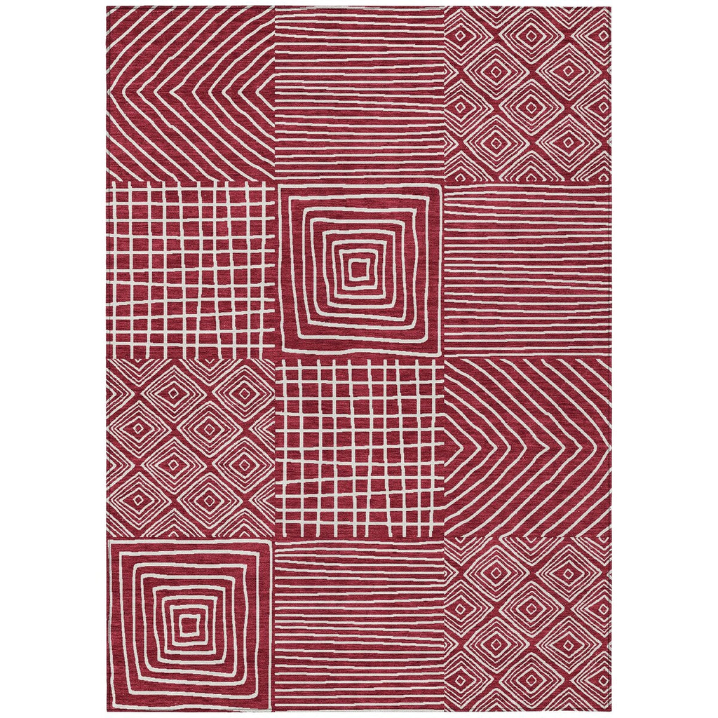 Machine Washable Indoor/ Outdoor Modern Mosaic Chantille Rug