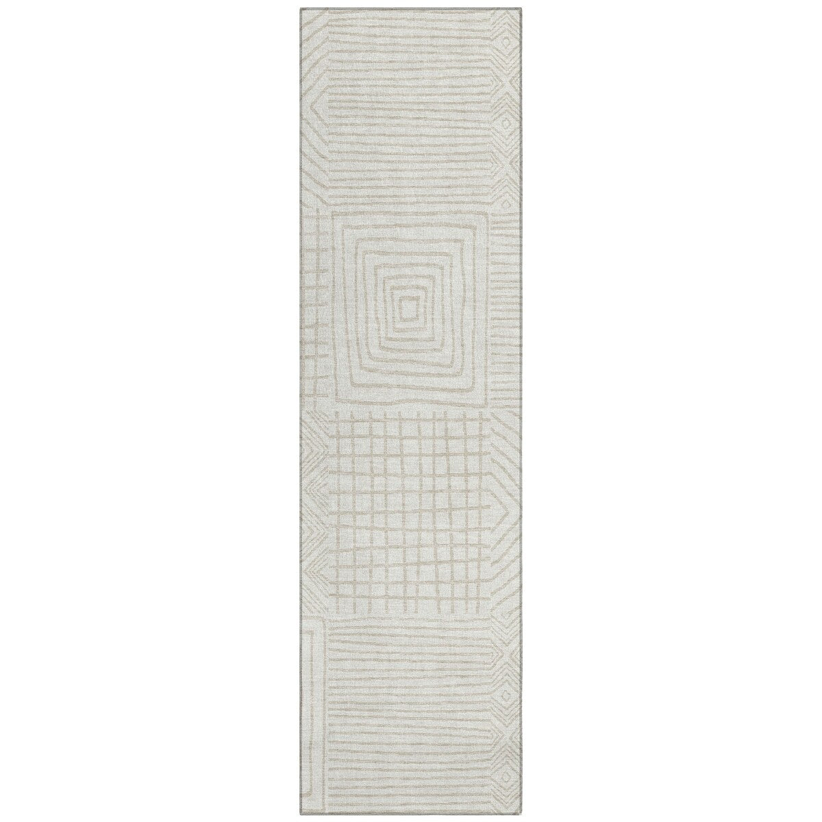 Machine Washable Indoor/ Outdoor Modern Mosaic Chantille Rug