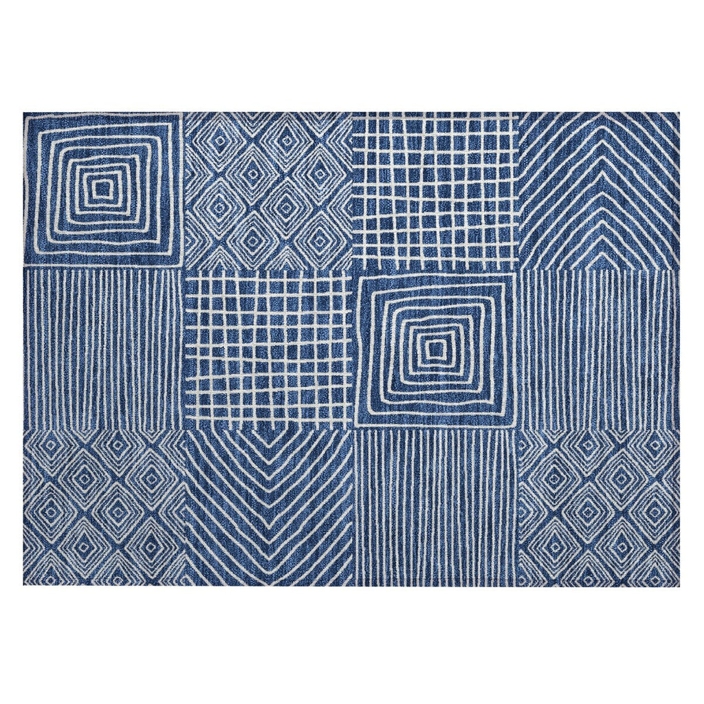 Machine Washable Indoor/ Outdoor Modern Mosaic Chantille Rug