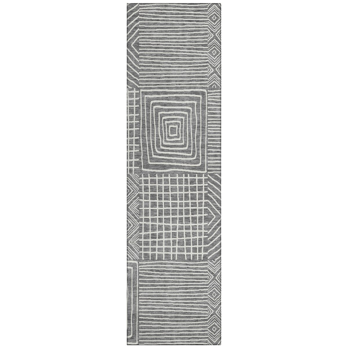 Machine Washable Indoor/ Outdoor Modern Mosaic Chantille Rug