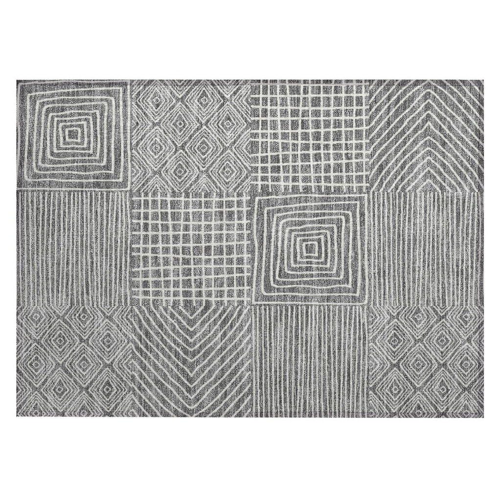 Machine Washable Indoor/ Outdoor Modern Mosaic Chantille Rug