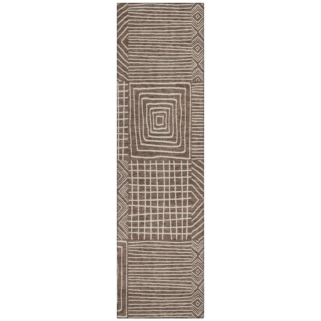 Machine Washable Indoor/ Outdoor Modern Mosaic Chantille Rug