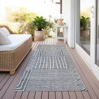 Machine Washable Indoor/ Outdoor Modern Mosaic Chantille Rug