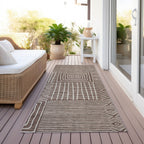 Machine Washable Indoor/ Outdoor Modern Mosaic Chantille Rug