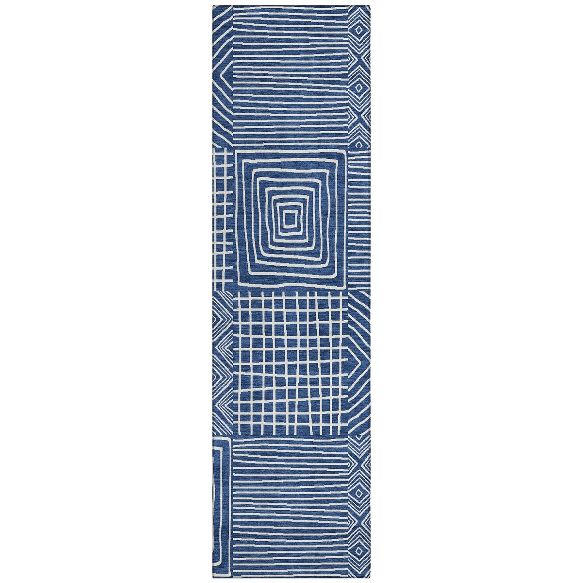 Machine Washable Indoor/ Outdoor Modern Mosaic Chantille Rug