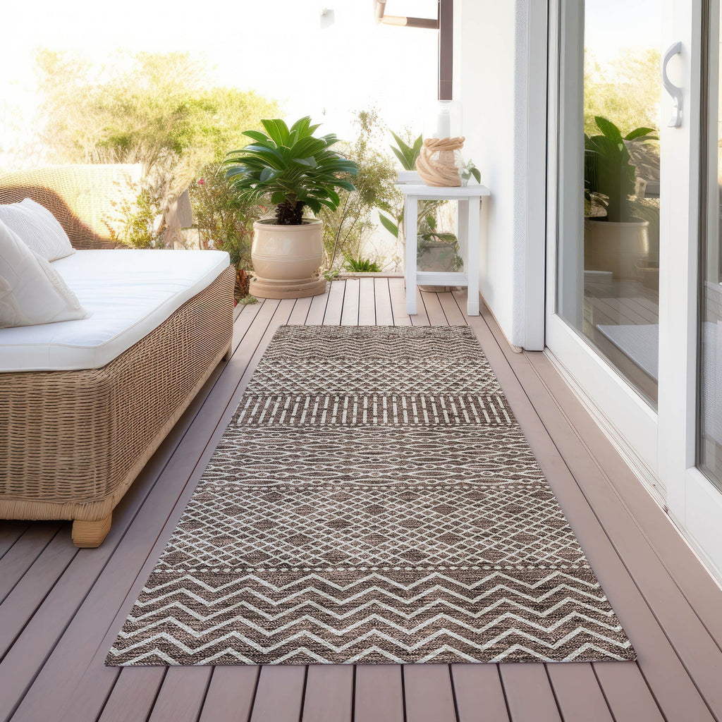 Machine Washable Indoor/ Outdoor Modern Stripes Chantille Rug