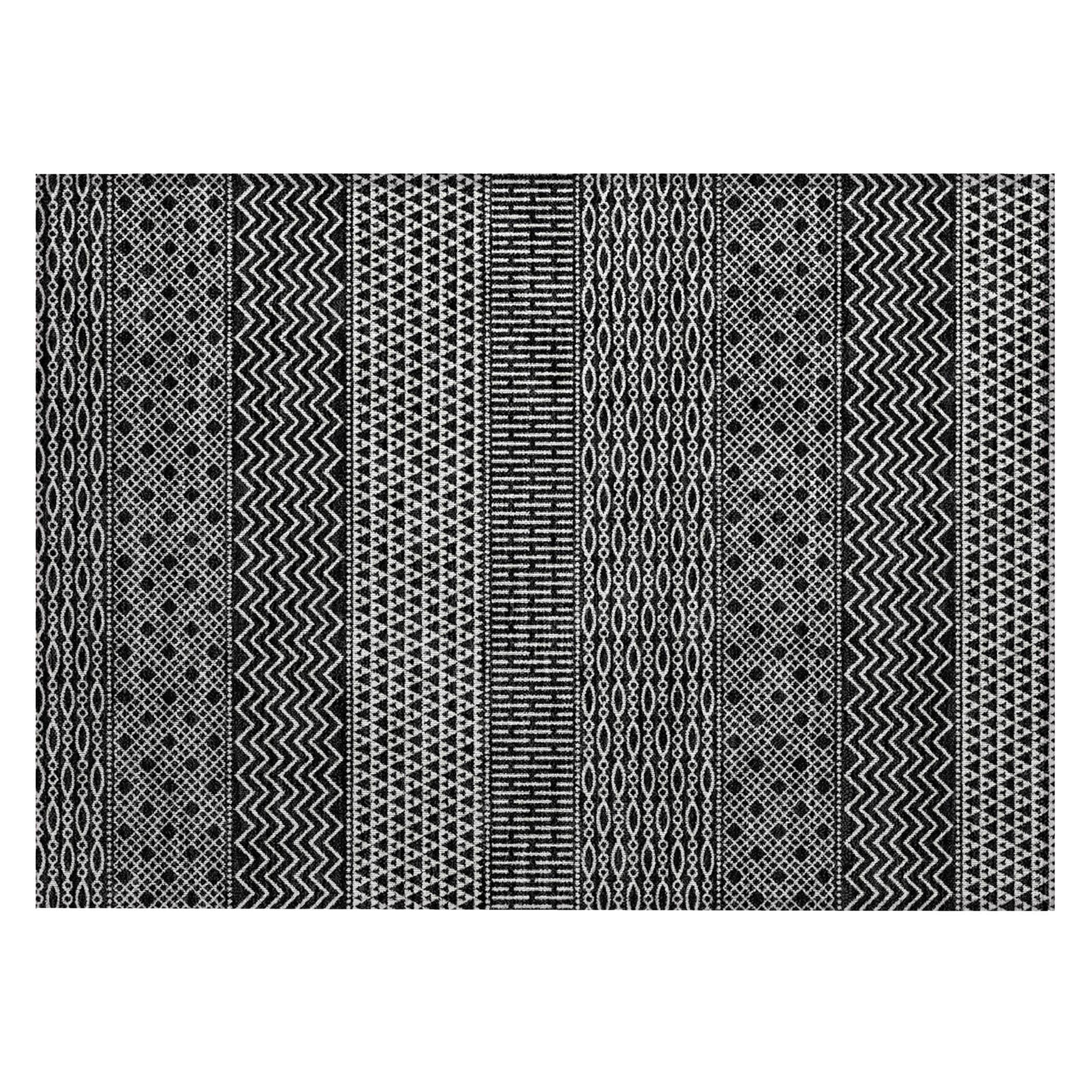 Machine Washable Indoor/ Outdoor Modern Stripes Chantille Rug