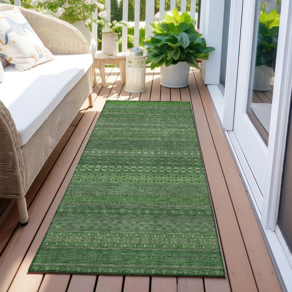 Machine Washable Indoor/ Outdoor Moroccan Stripes Chantille Rug