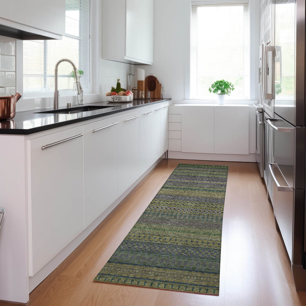 Machine Washable Indoor/ Outdoor Moroccan Stripes Chantille Rug