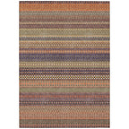 Machine Washable Indoor/ Outdoor Moroccan Stripes Chantille Rug