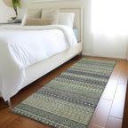 Machine Washable Indoor/ Outdoor Moroccan Stripes Chantille Rug