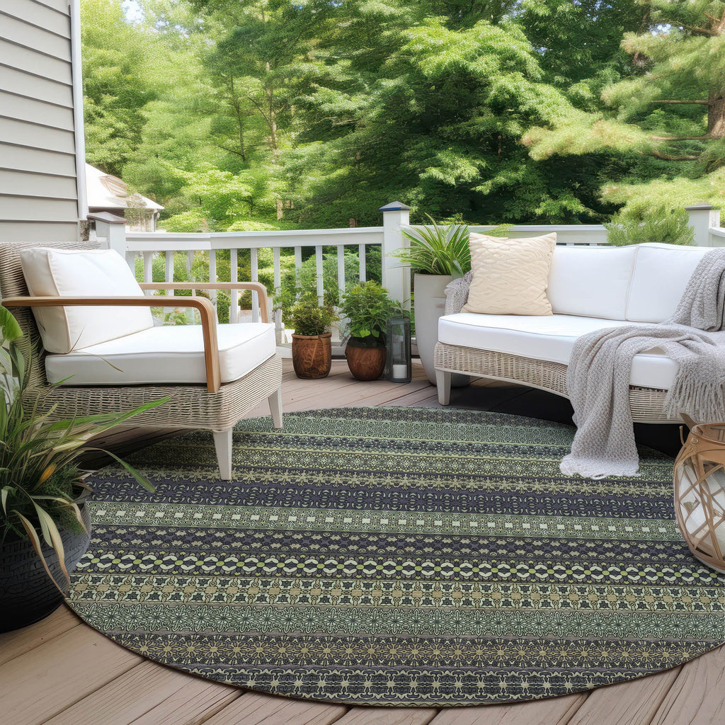 Machine Washable Indoor/ Outdoor Moroccan Stripes Chantille Rug