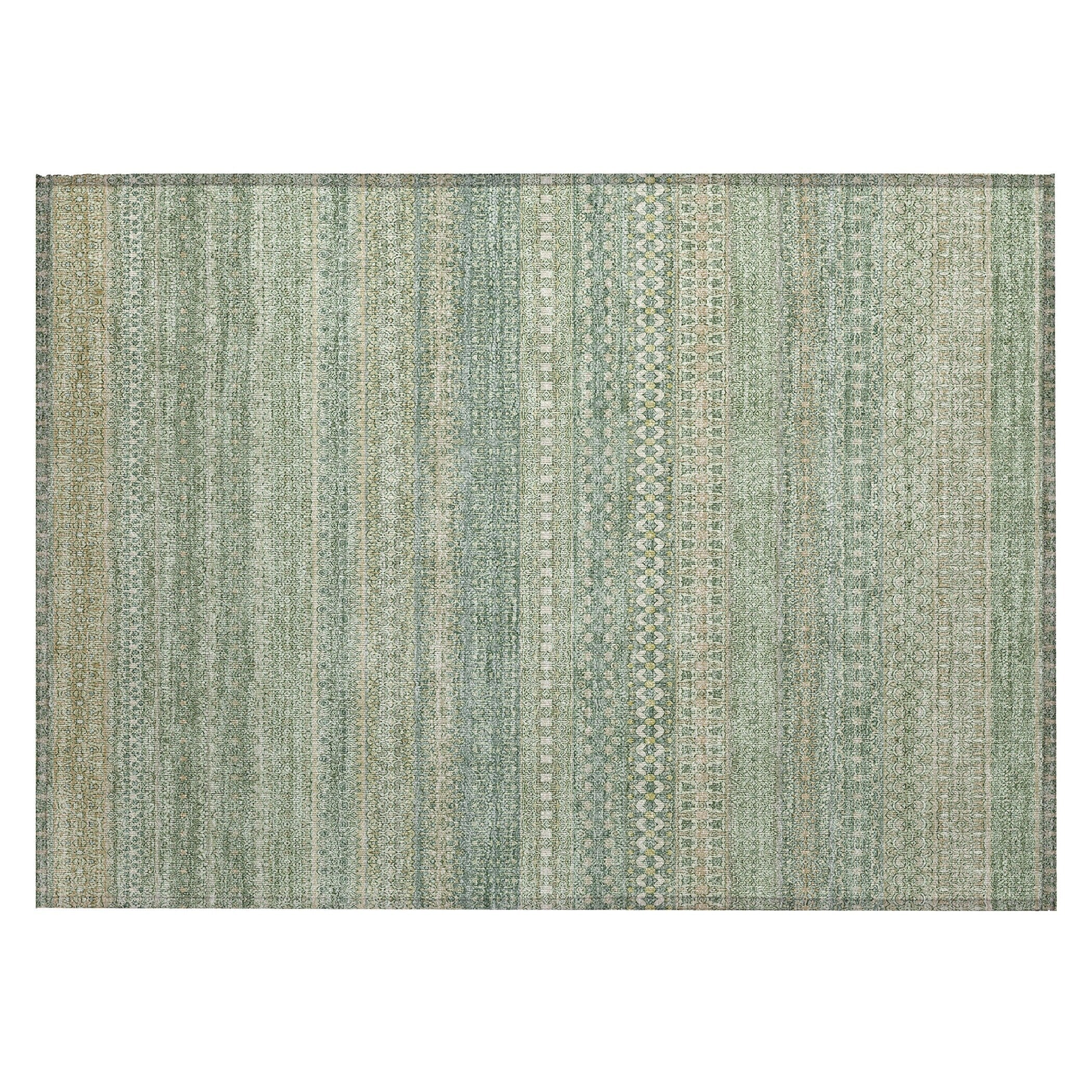 Machine Washable Indoor/ Outdoor Moroccan Stripes Chantille Rug