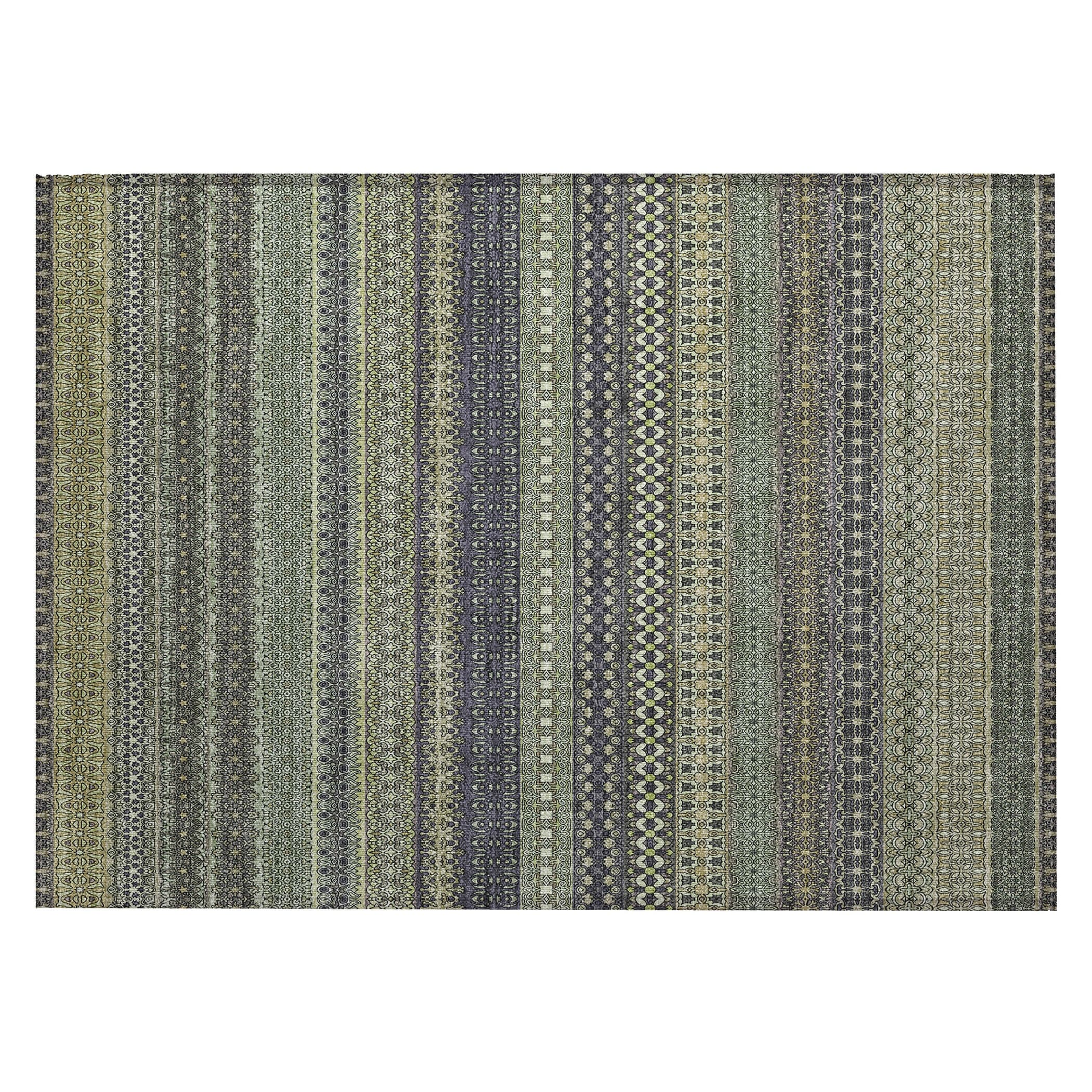 Machine Washable Indoor/ Outdoor Moroccan Stripes Chantille Rug