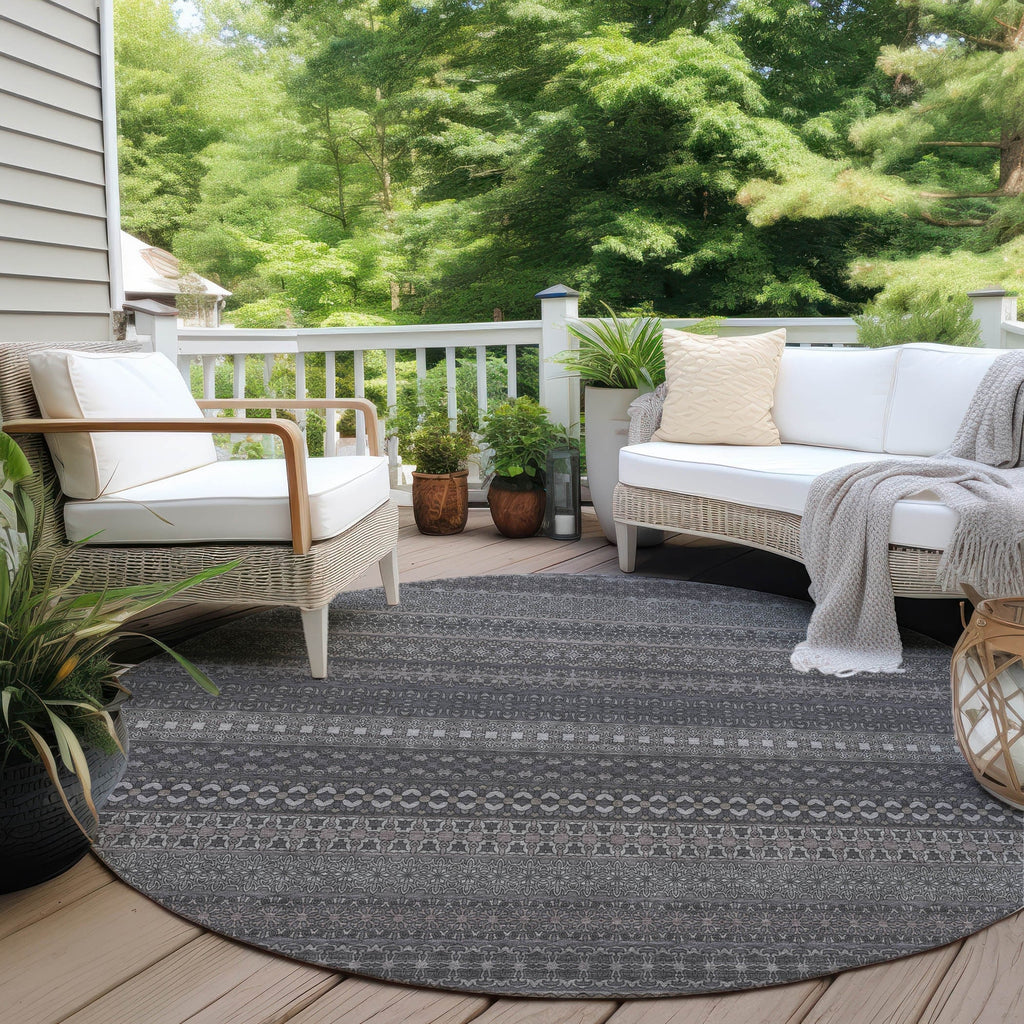 Machine Washable Indoor/ Outdoor Moroccan Stripes Chantille Rug