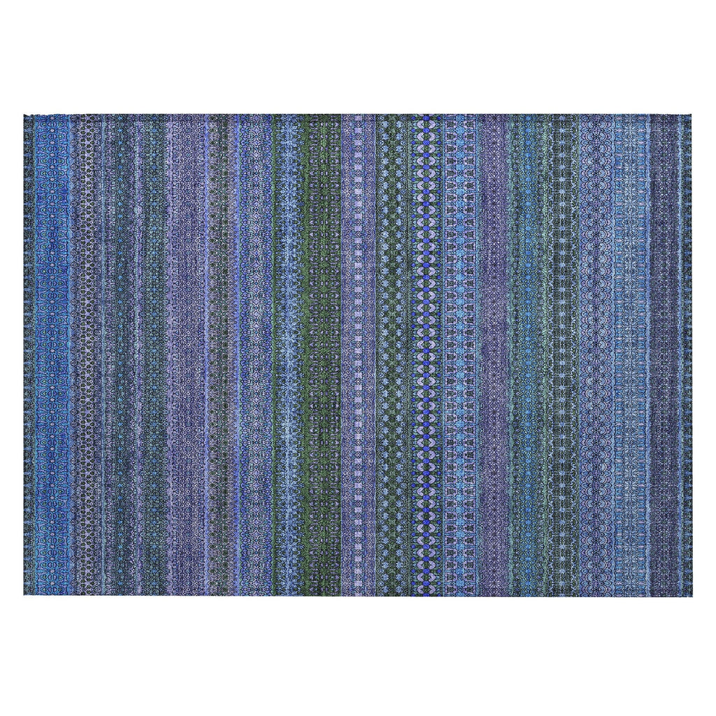 Machine Washable Indoor/ Outdoor Moroccan Stripes Chantille Rug