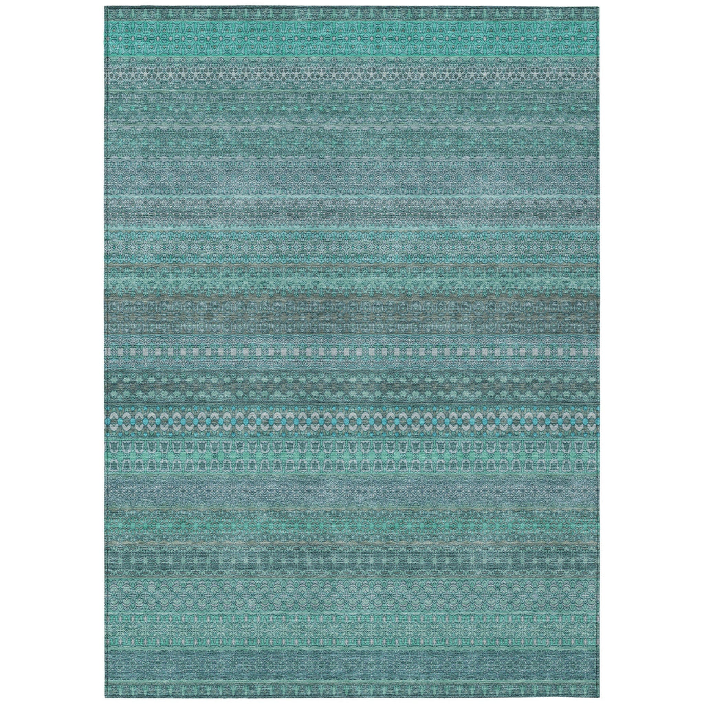Machine Washable Indoor/ Outdoor Moroccan Stripes Chantille Rug