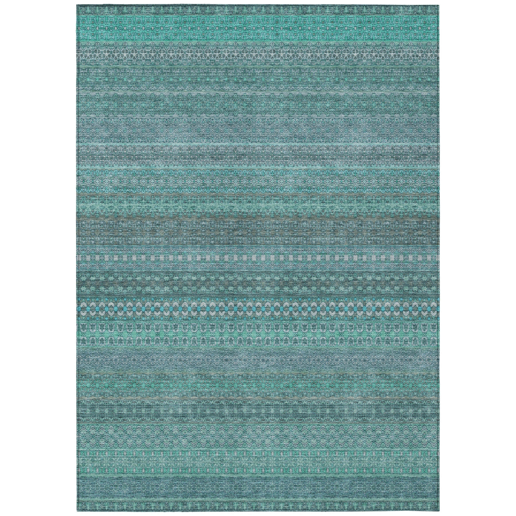 Machine Washable Indoor/ Outdoor Moroccan Stripes Chantille Rug