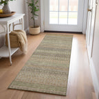 Machine Washable Indoor/ Outdoor Moroccan Stripes Chantille Rug