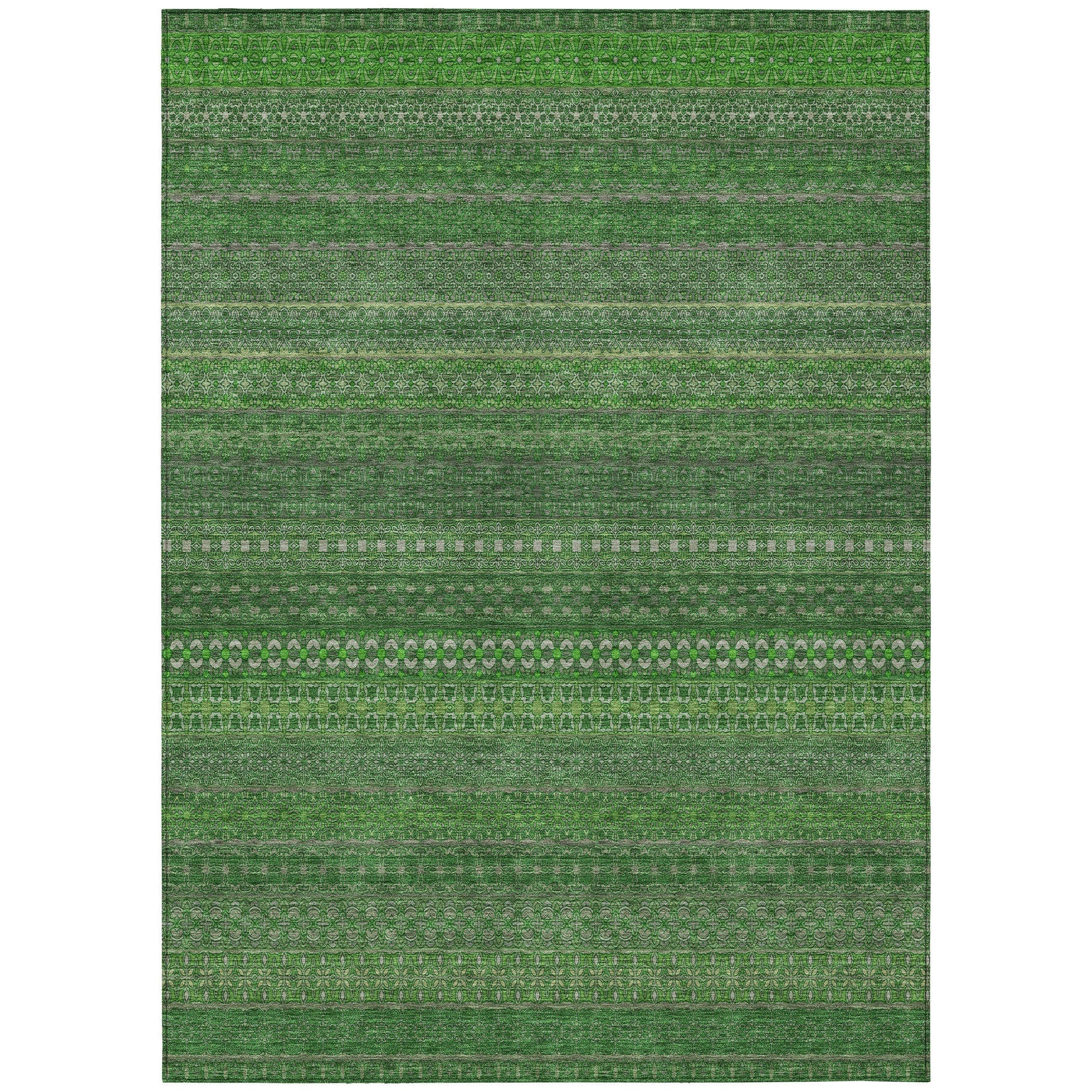 Machine Washable Indoor/ Outdoor Moroccan Stripes Chantille Rug