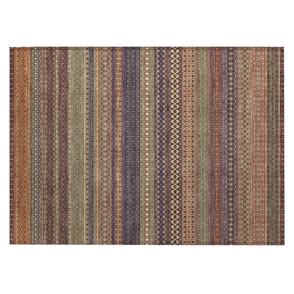Machine Washable Indoor/ Outdoor Moroccan Stripes Chantille Rug
