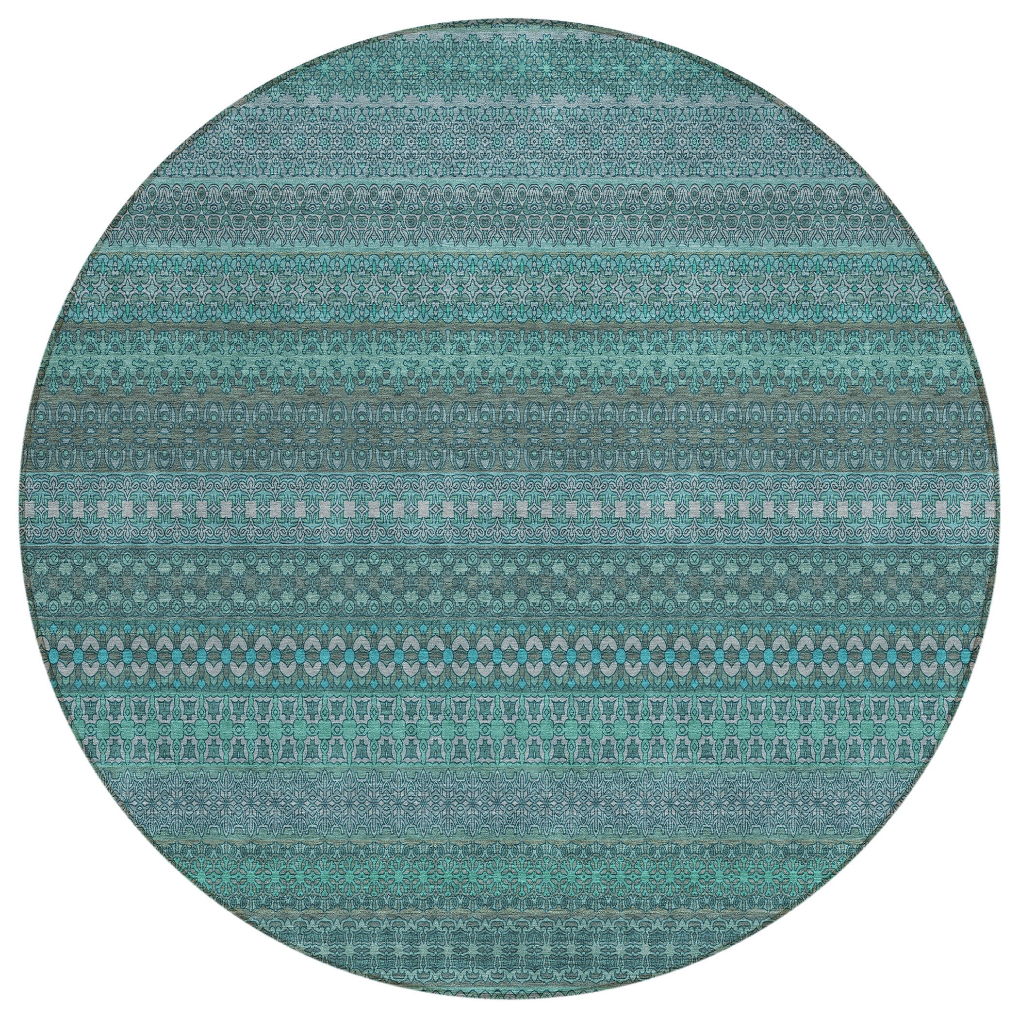 Machine Washable Indoor/ Outdoor Moroccan Stripes Chantille Rug