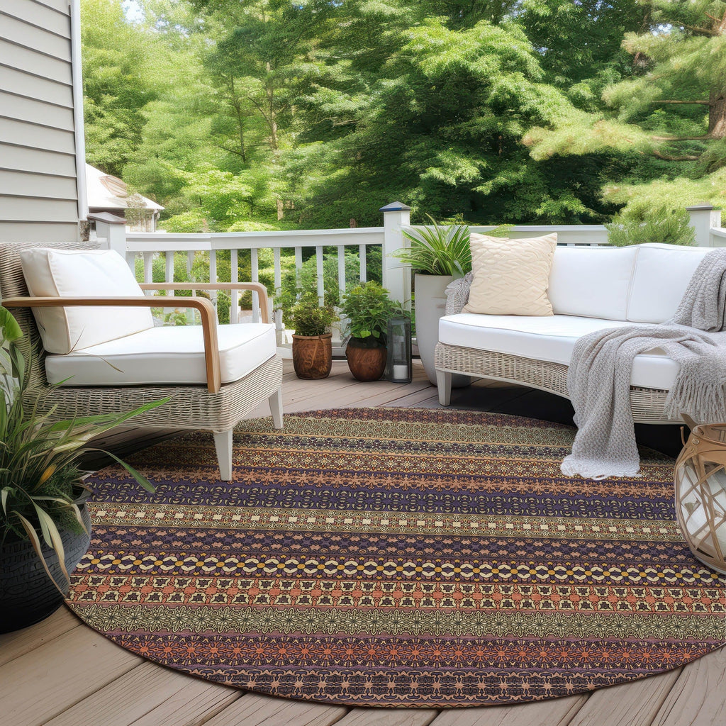 Machine Washable Indoor/ Outdoor Moroccan Stripes Chantille Rug