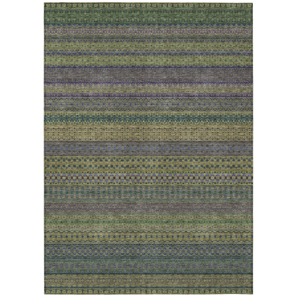Machine Washable Indoor/ Outdoor Moroccan Stripes Chantille Rug