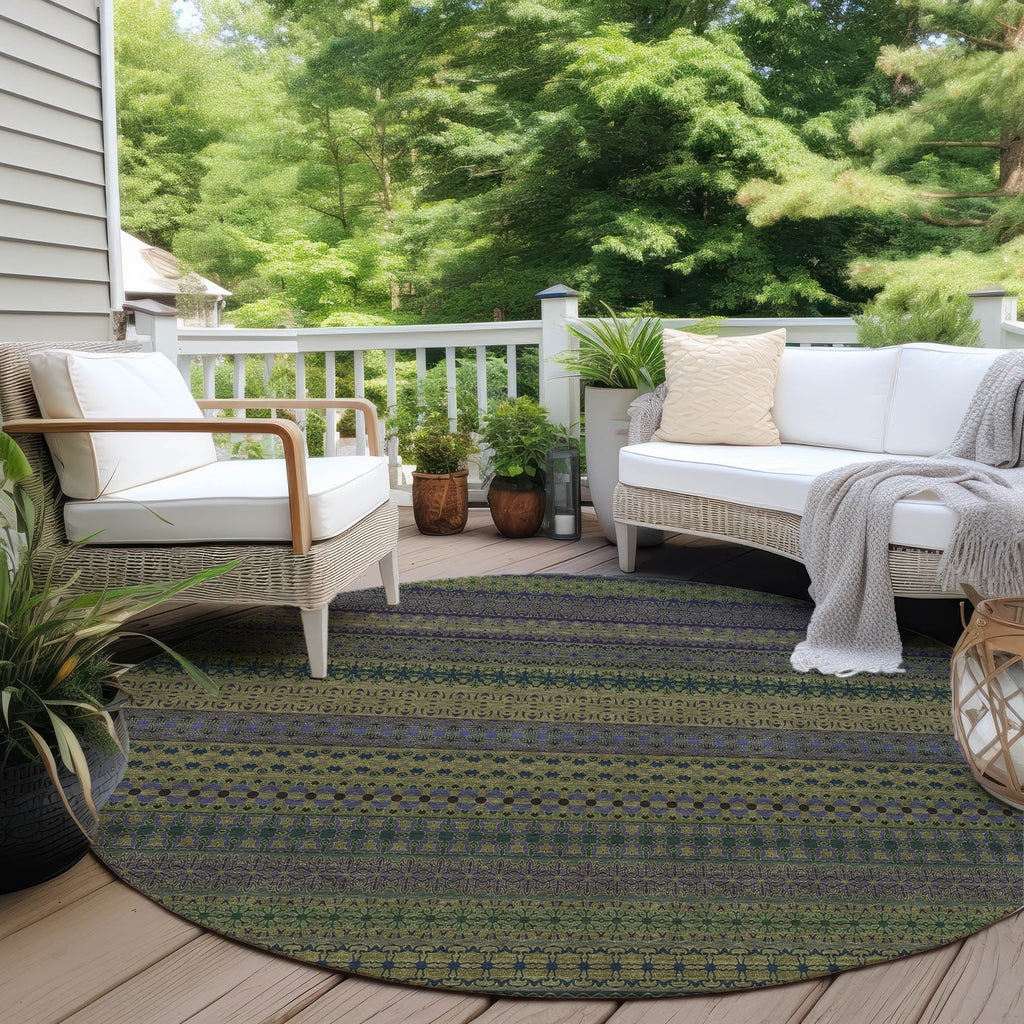 Machine Washable Indoor/ Outdoor Moroccan Stripes Chantille Rug
