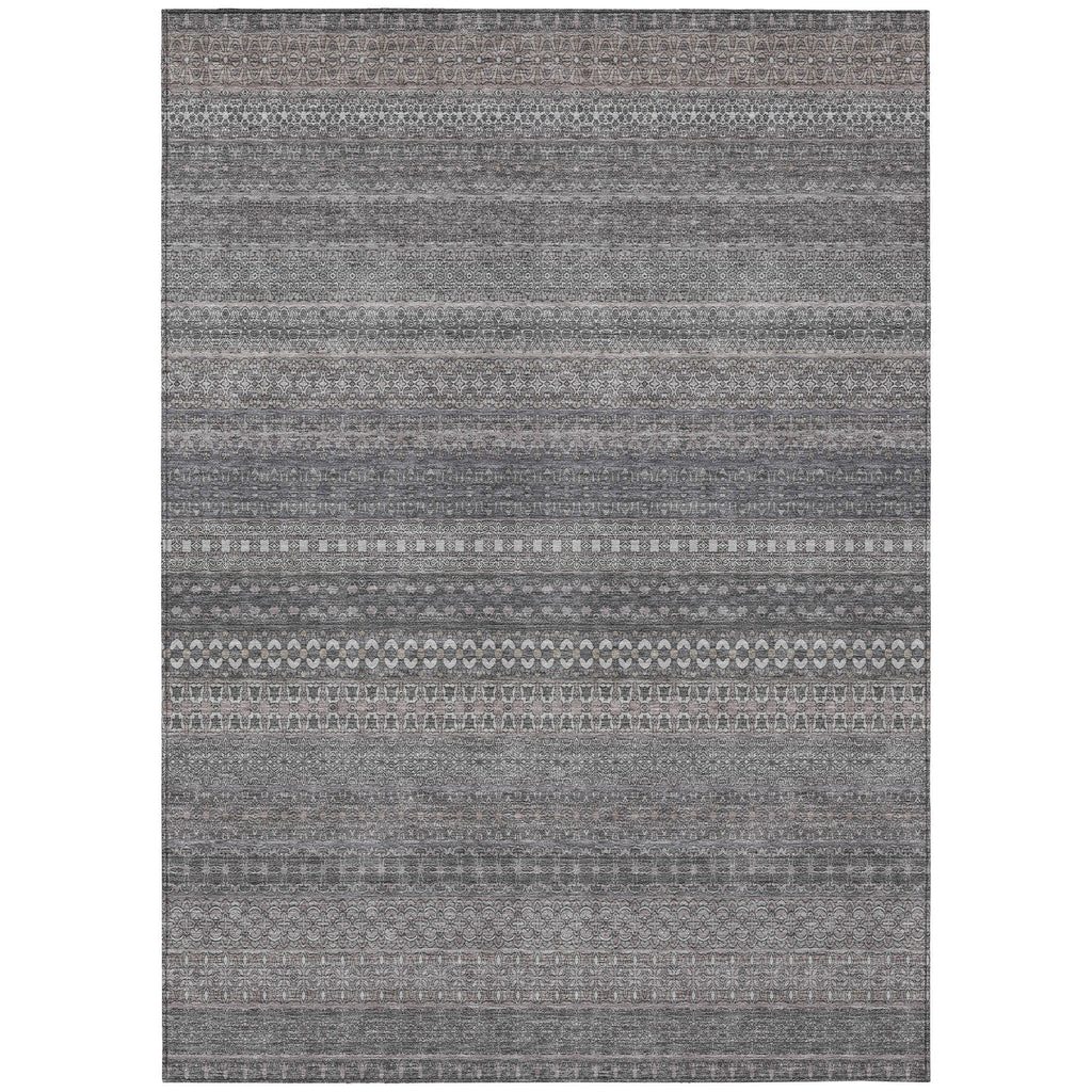 Machine Washable Indoor/ Outdoor Moroccan Stripes Chantille Rug
