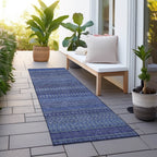 Machine Washable Indoor/ Outdoor Moroccan Stripes Chantille Rug
