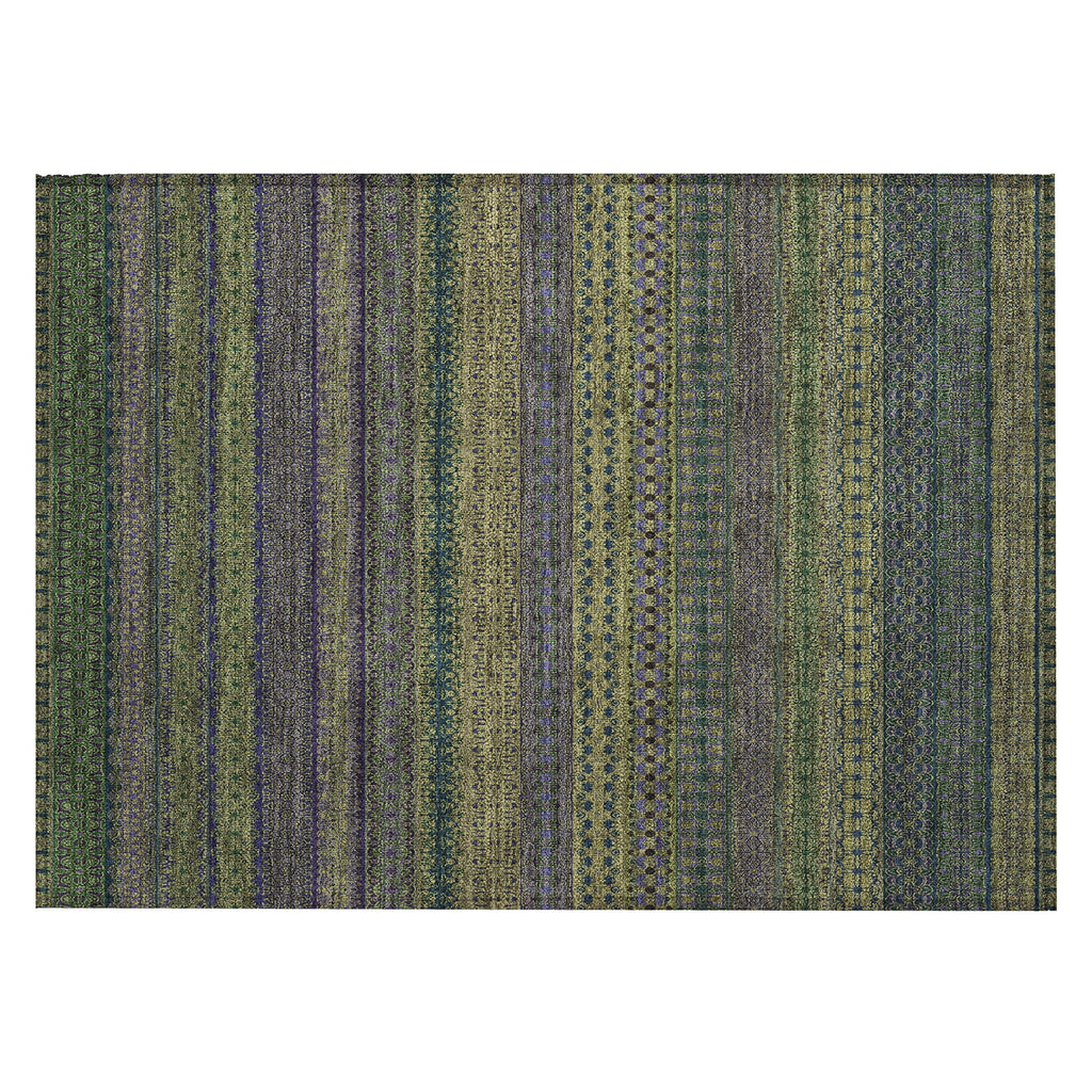 Machine Washable Indoor/ Outdoor Moroccan Stripes Chantille Rug