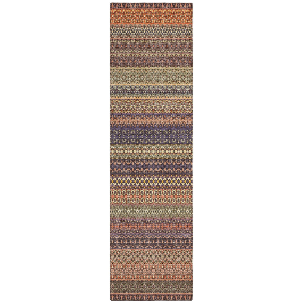 Machine Washable Indoor/ Outdoor Moroccan Stripes Chantille Rug