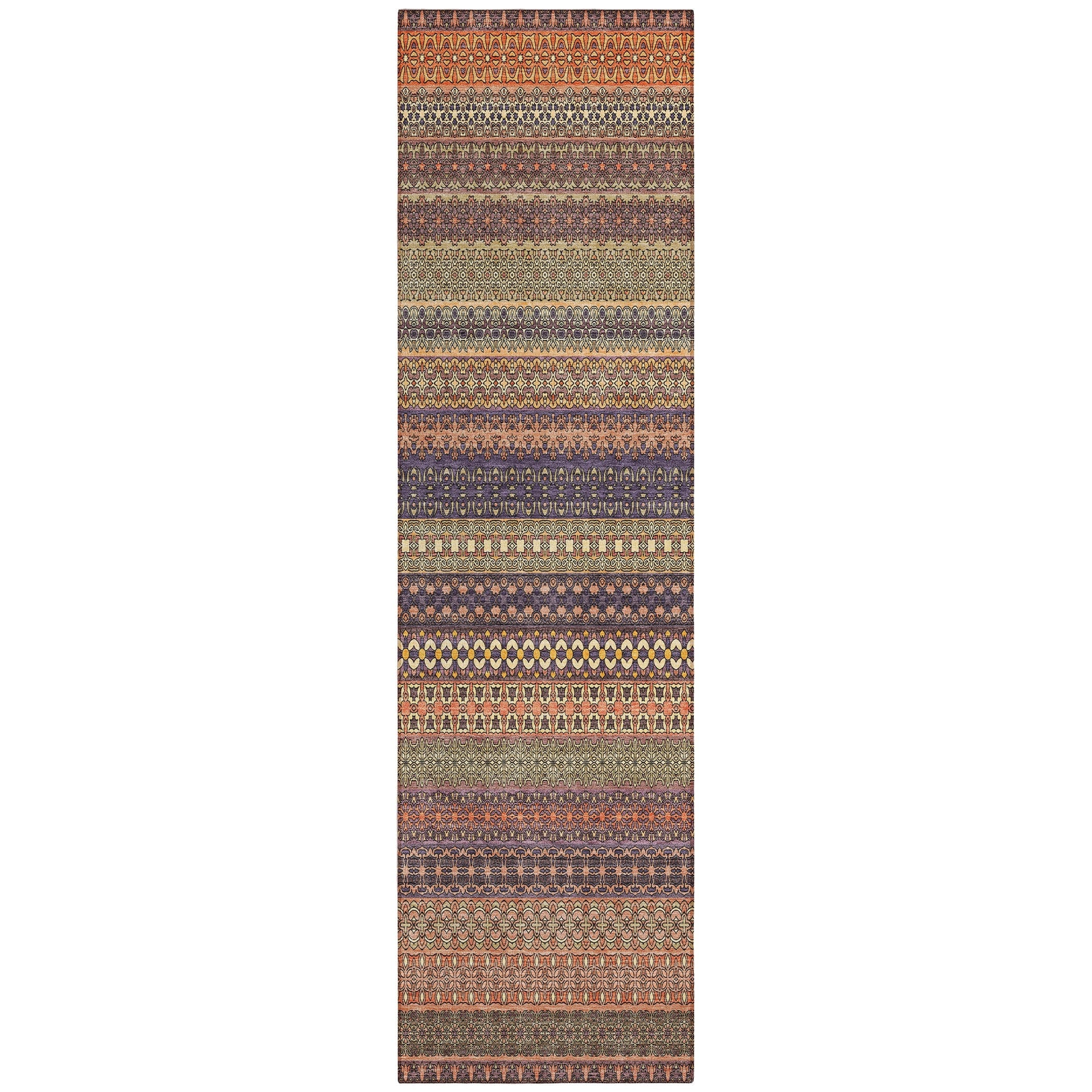 Machine Washable Indoor/ Outdoor Moroccan Stripes Chantille Rug