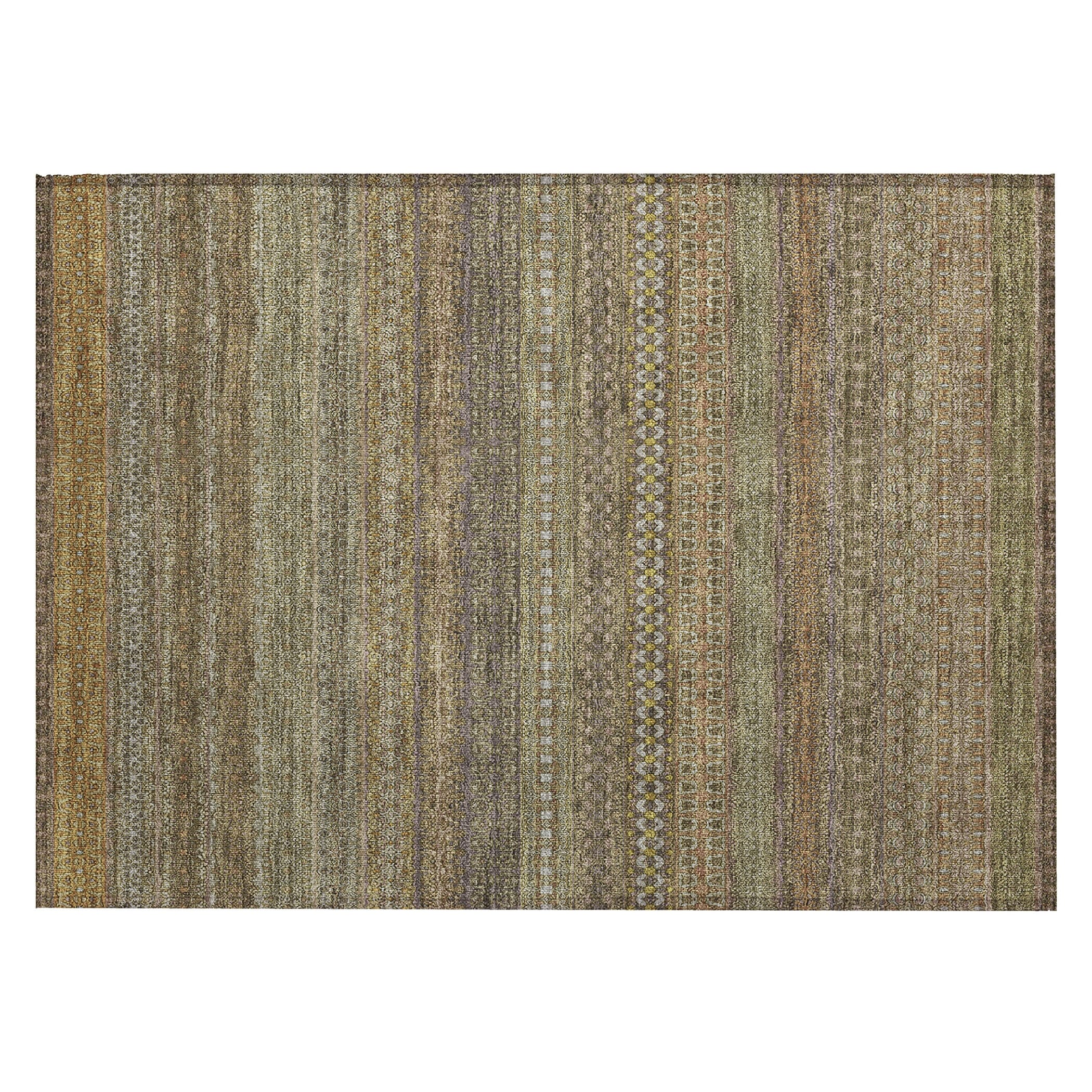 Machine Washable Indoor/ Outdoor Moroccan Stripes Chantille Rug