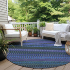 Machine Washable Indoor/ Outdoor Moroccan Stripes Chantille Rug