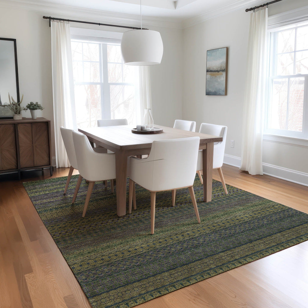 Machine Washable Indoor/ Outdoor Moroccan Stripes Chantille Rug