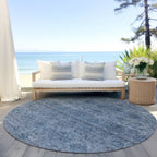 Machine Washable Indoor/ Outdoor Ombre Damask Chantille Rug