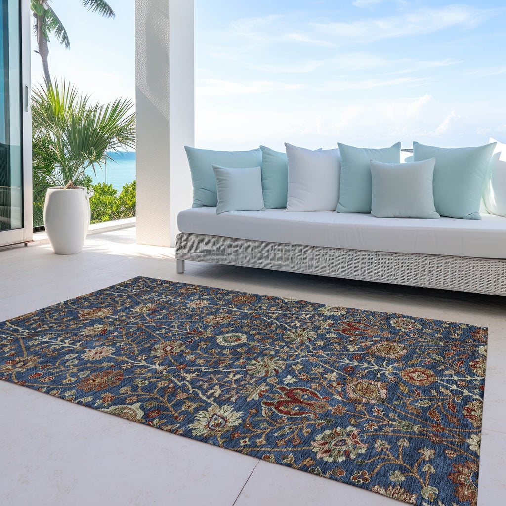 Machine Washable Indoor/ Outdoor Traditional Kashan Chantille Rug