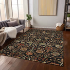 Machine Washable Indoor/ Outdoor Traditional Kashan Chantille Rug