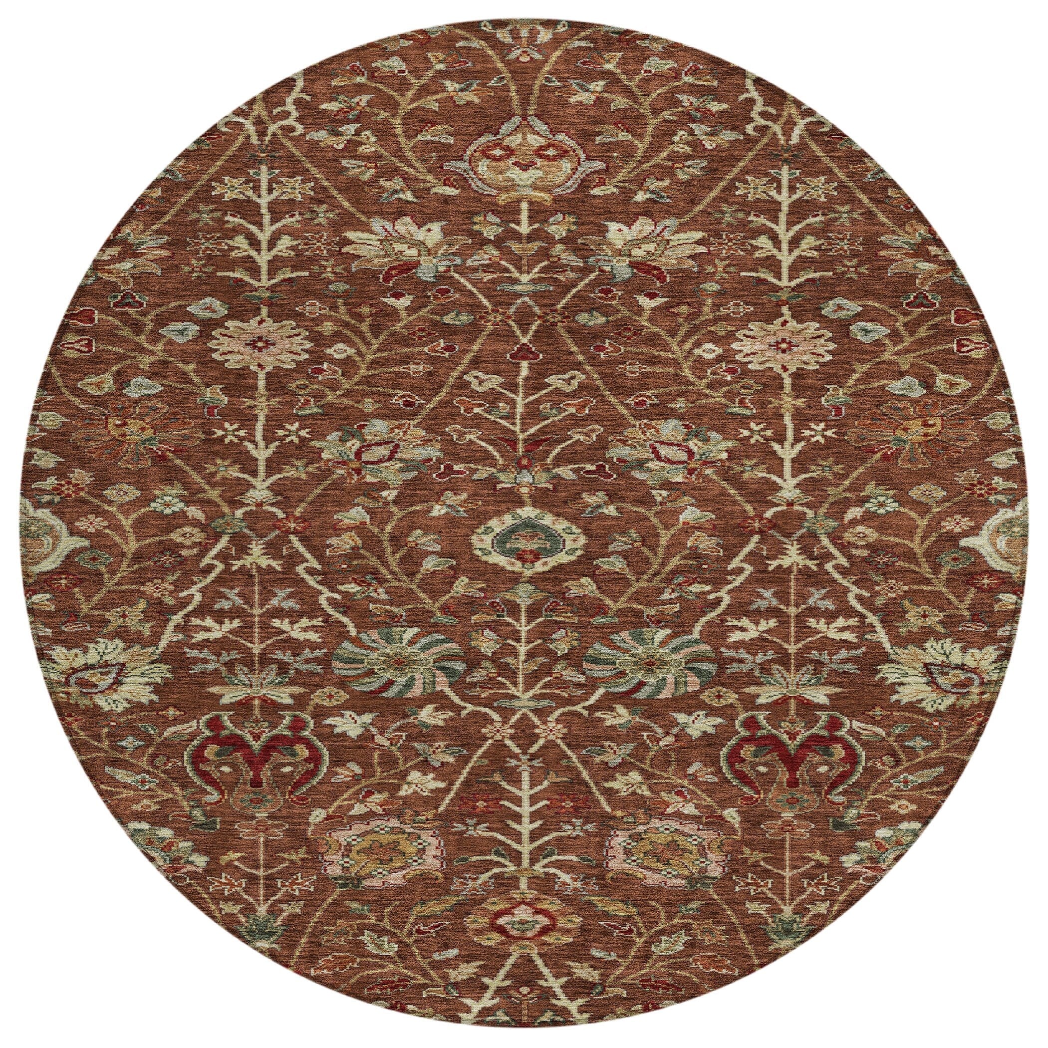 Machine Washable Indoor/ Outdoor Traditional Kashan Chantille Rug