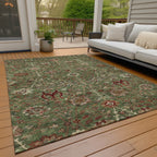 Machine Washable Indoor/ Outdoor Traditional Kashan Chantille Rug